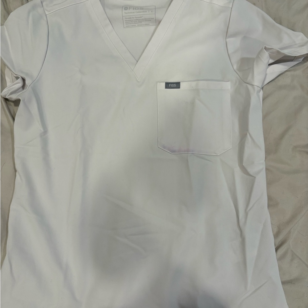 Figs white V-Neck Scrub Top